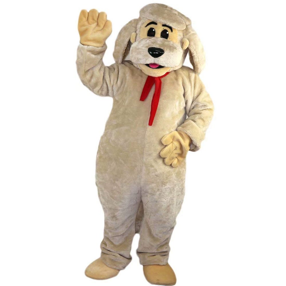 Beige Dog Cartoon Animal Costume Mascot Plush Toys Fursuit Cosplay