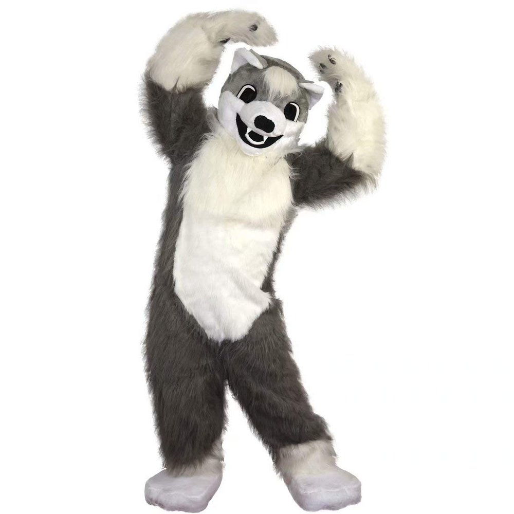 Grey Wolf Husky Mascot Costume Cartoon Cosplay Cartoon Character Suit