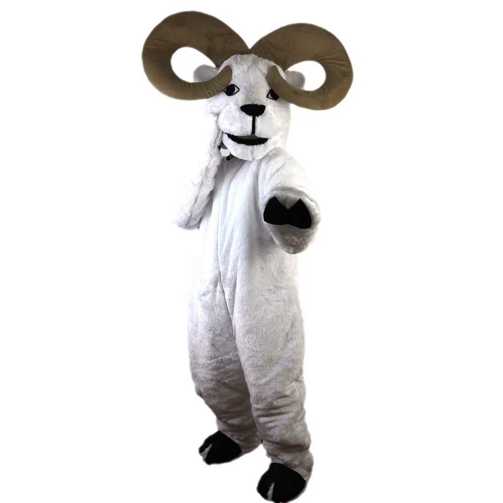 White Goat Antelope Cartoon Costume Mascot Plush with Mask for Adult Cosplay Party Halloween Dress Up