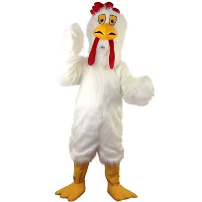 cartoon mascot White Long-Haired Chicken Bird Costume Adult Cartoon Character Outfit