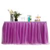 MYMM 3FT(36 * 31 in) Purple Tulle Tutu Table Skirt, Wedding Bridesmaid, Baby Party Skirt, Rectangle Or Round Decorative Table Decoration, Fashion Deluxe Romantic Birthday Party Shower(Wave) view 1