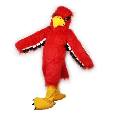 Red Bird Chicken Costume Mascot Long Hair Cartoon