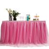 MYMM 3FT(36 * 31 in) Pink Tulle Tutu Table Skirt, Wedding Bridesmaid, Baby Party Skirt, Rectangle Or Round Decorative Table Decoration, Fashion Deluxe Romantic Birthday Party Shower(Wave) view 1