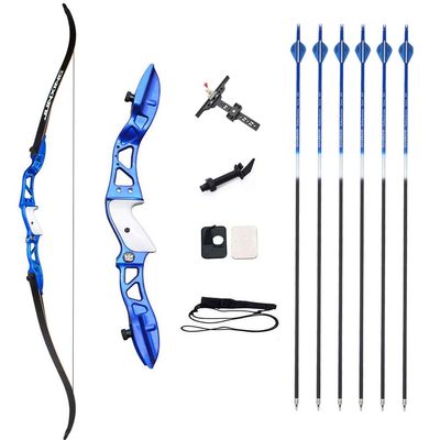 MILAEM 66 Inch Archery Takedown Recurve Bow and Arrow Set 24lbs-36lbs Aluminum Alloy Bow Riser Hunting Recurve Bows Target Practice Longbow for Shooting Competition Game (Blue Set, 28 Lbs)