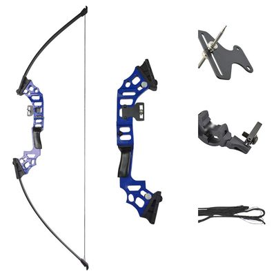 Archery Recurve Bow and Arrow Set Takedown Straight Bow Draw Weight 30lbs-40lbs Adjustable Recurve Bow with 6pcs Fiberglass Arrow for Hunting Shooting Right Hand (Blue)