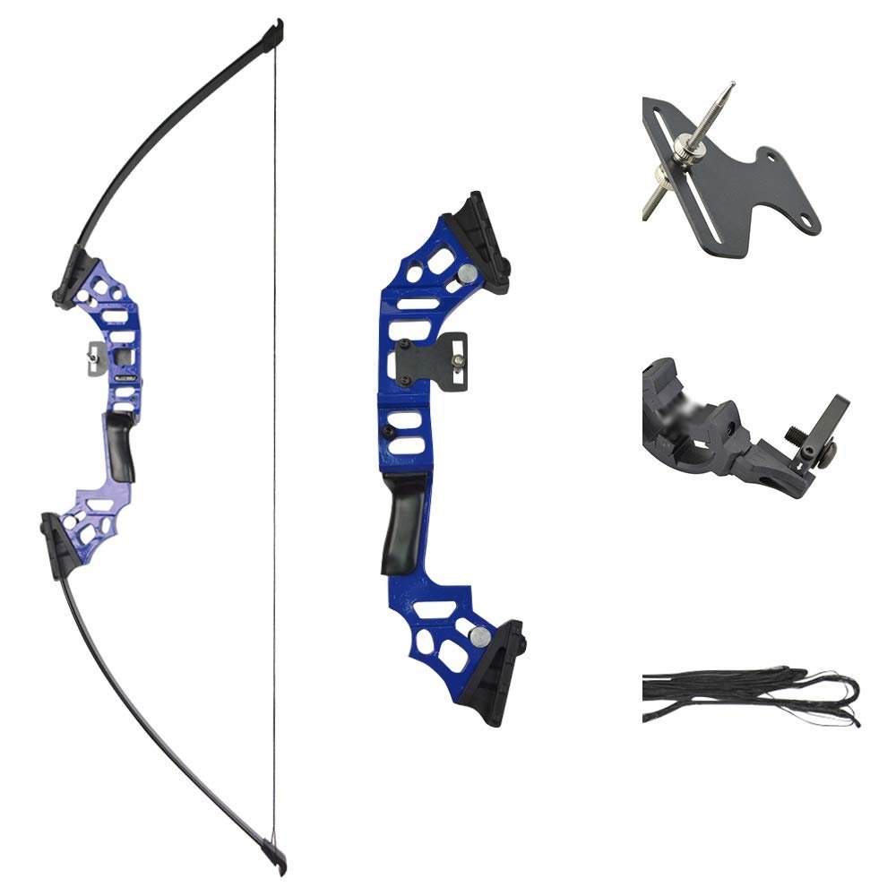 Archery Recurve Bow and Arrow Set Takedown Straight Bow Draw Weight 30lbs-40lbs Adjustable Recurve Bow with 6pcs Fiberglass Arrow for Hunting Shooting Right Hand (Blue)