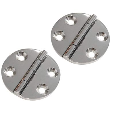 2Pieces of Marine Grade CAST Solid 316 Stainless Steel Mirror Polished Door /Cabinet Round Hinge Dia.2-1/2" (64mm) for Boat, RVs