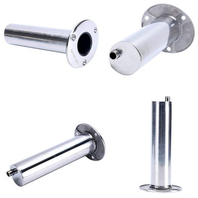 Amarine Made 4-Pack Heavy 316 Duty Stainless Steel Rod Holders with Drain, Flush Mount Fishing Rod Pole Holders (90 Degree)