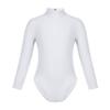 Freebily Girls Long Sleeves Glittery Metallic Gymnastics Leotard Tumbling Activewear Fancy Shiny Scale Dance Costumes Mock Neck White 10-12 view 1