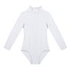 Freebily Girls Long Sleeves Glittery Metallic Gymnastics Leotard Tumbling Activewear Fancy Shiny Scale Dance Costumes Mock Neck White 10-12 view 4