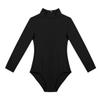 Freebily Girls Long Sleeves Glittery Metallic Gymnastics Leotard Tumbling Activewear Fancy Shiny Scale Dance Costumes Mock Neck Black 8-10 view 4
