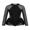 FEESHOW Little Big Girls Sparkle Mesh Splice Figure Ice Skating Dress Gymnastic Sports Dance Leotard Tutu Skirt Cutout Back Black 4 view 1