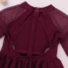 FEESHOW Little Big Girls Sparkle Mesh Splice Figure Ice Skating Dress Gymnastic Sports Dance Leotard Tutu Skirt Cutout Back Burgundy 4 view 4
