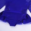FEESHOW Little Big Girls Sparkle Mesh Splice Figure Ice Skating Dress Gymnastic Sports Dance Leotard Tutu Skirt Cutout Back Blue 4 view 4