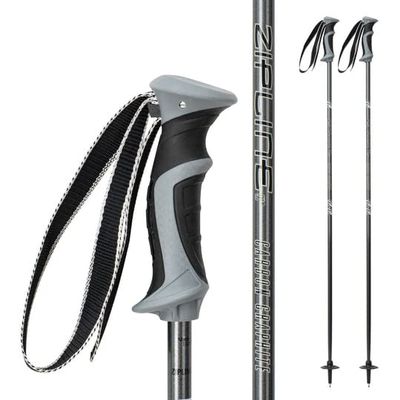 Zipline Lollipop 14.0 Graphite Carbon Composite Ski Poles Lightweight Ergonomic Grip, Vibration Dampening, Groomers and Freestyle. Choice of Skiers (Gray Carbon, 54" in./137 cm)