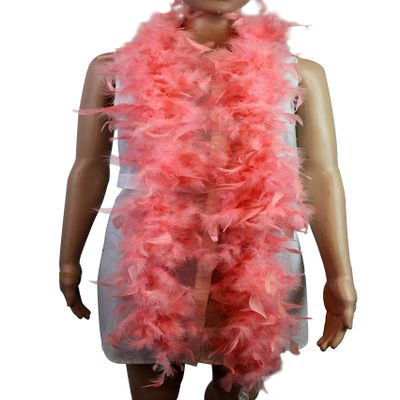 Flydreamfeathers 40 Gram 72" Long, Turkey Chandelle Feather Boa, Dancing Wedding Crafting Party Dress Up, Halloween Costume Decoration (Coral Color)