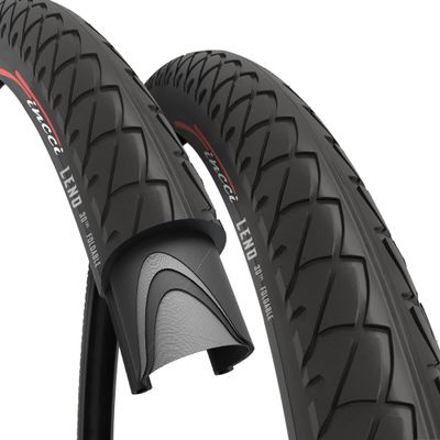 Fincci Pair 26 inch Bike Tires - Foldable Slick 26 x 1.95 Bike Tires for Mountain Bike MTB Road Hybrid Bicycle 50-559, 30 TPI - Pack of 2 Tires Leno