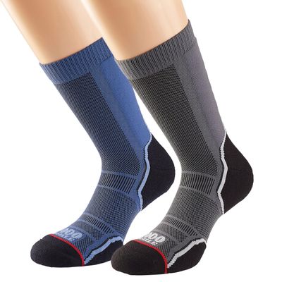 1000 Mile Men's Twin Pack Trek Walking Socks, Navy/Charcoal, Large (UK 9-11.5)