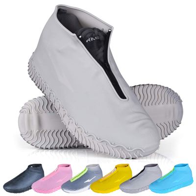 ydfagak Shoe Covers Waterproof Reusable Foldable Not-Slip Rain Shoe Covers with Zipper,Shoe Protectors Overshoes Rain Galoshes for Kids Men and Wome (Gray, L (Women 8-12, Men 7-11))