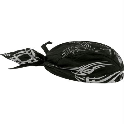 Black Head Rag with Silver Reflective Tribal Tattoo Doo Rag Cotton Dorag for Night Safety