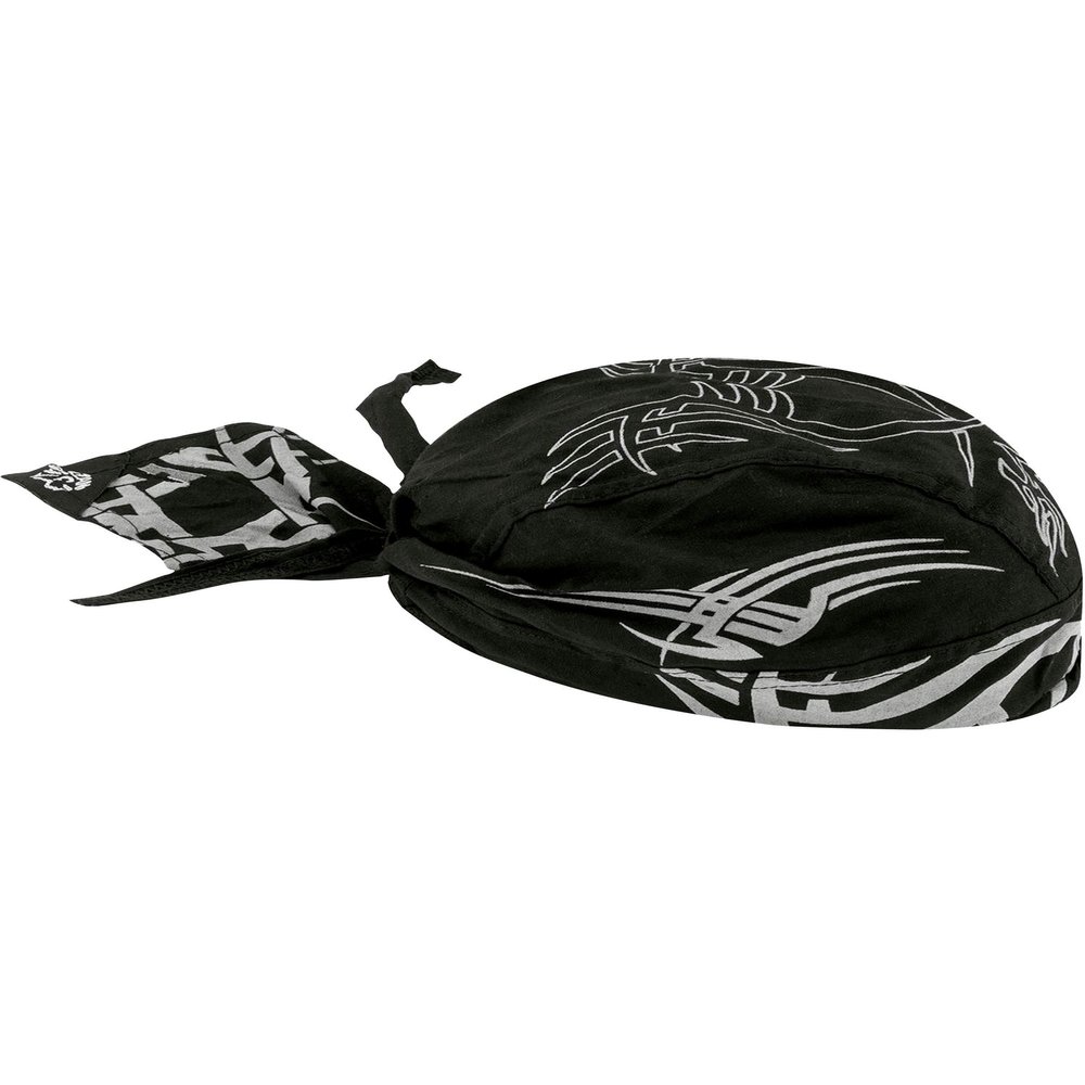 Black Head Rag with Silver Reflective Tribal Tattoo Doo Rag Cotton Dorag for Night Safety