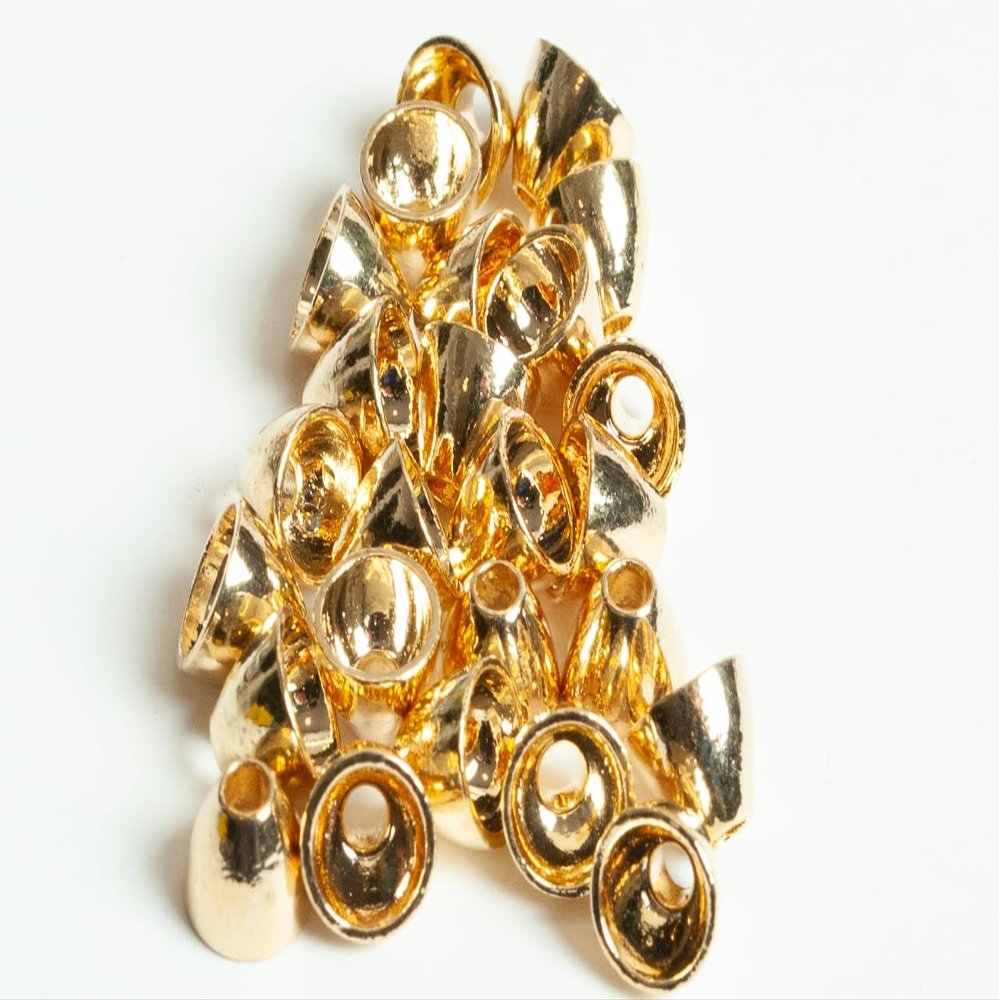 Blue Wing Olive Tungsten Cones for Fly Tying - 100 Pack (Gold, Medium 5 x 4 mm (3/16'))