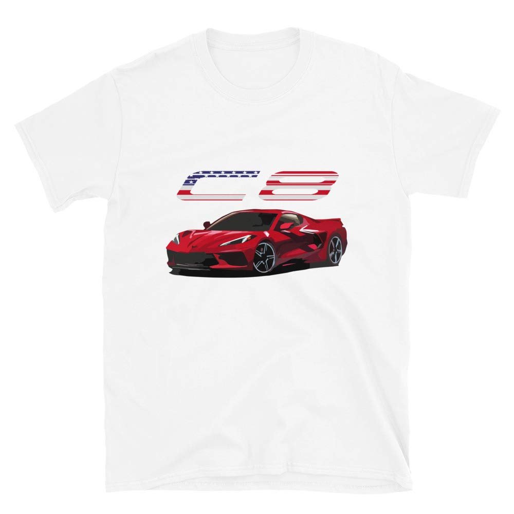 JG Infinite 2020 Mid Engine 'Vette C8 Patriotic Short-Sleeve Unisex T-Shirt White