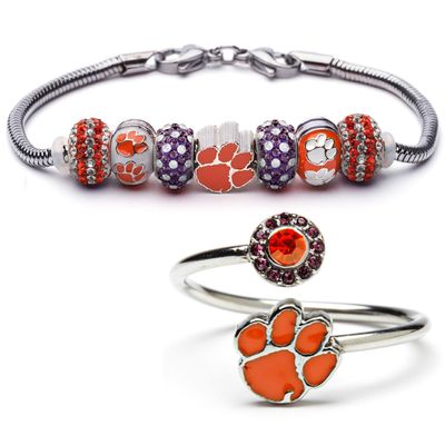 Stone Armory Ultimate Clemson Tigers Fan Gift Set | Officially Licensed Clemson University Jewelry | Clemson Tigers Bracelet | Clemson Tigers Ring | Clemson University Bead Charm Jewelry