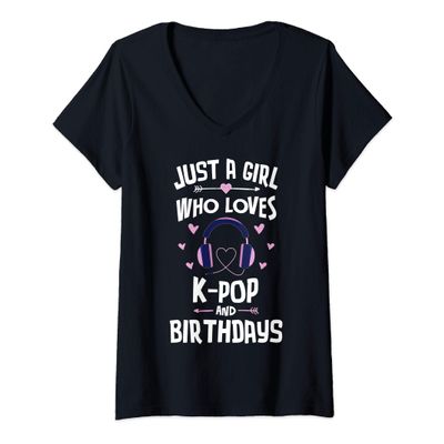 Womens K-Pop and Birthdays Girls Women V-Neck T-Shirt