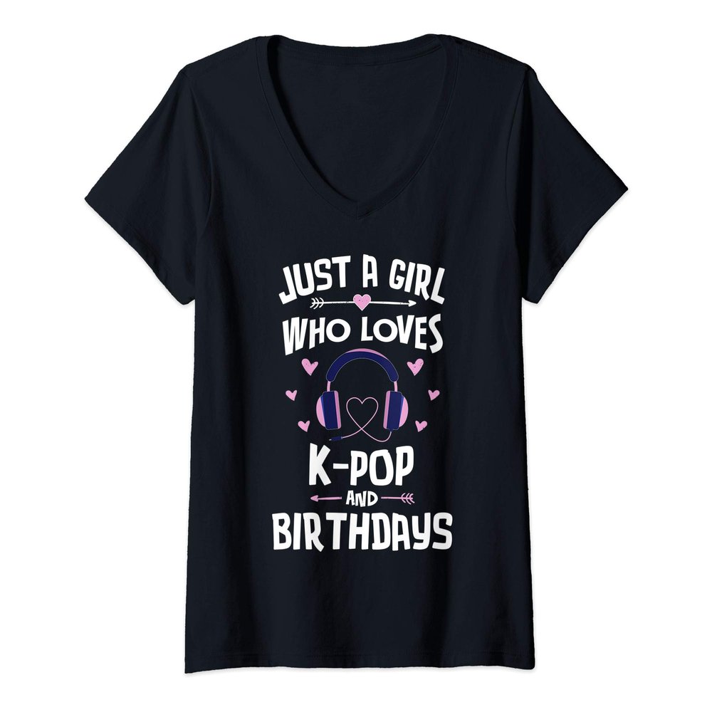 Womens K-Pop and Birthdays Girls Women V-Neck T-Shirt