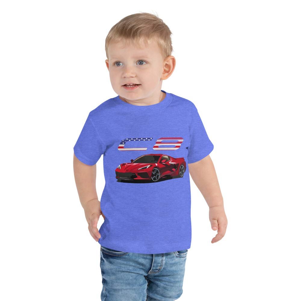 JG Infinite 2020 C8 'Vette Toddler Short Sleeve Tee Heather Columbia Blue