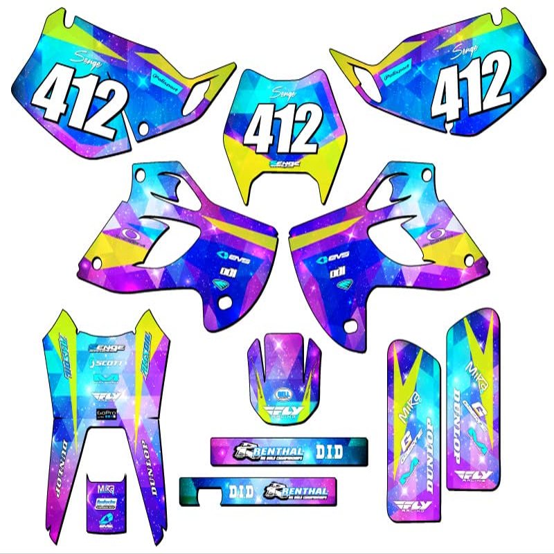 1993-1996 KLX 300 Space KADET Galaxy Senge Graphics Complete Kit with Rider I.D. Compatible with Kawasaki