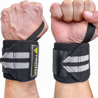 FIGHTECH Wrist Wraps for WeightLifting | 18 inch Professional Grade Lifting Wrist Wraps | Best for Powerlifting Competition, Strength Training, Bodybuilding (Black, 18 Inch)