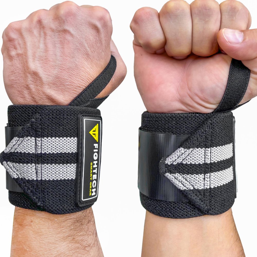 FIGHTECH Wrist Wraps for WeightLifting | 18 inch Professional Grade Lifting Wrist Wraps | Best for Powerlifting Competition, Strength Training, Bodybuilding (Black, 18 Inch)