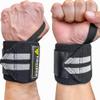 FIGHTECH Wrist Wraps for WeightLifting | 18 inch Professional Grade Lifting Wrist Wraps | Best for Powerlifting Competition, Strength Training, Bodybuilding (Black, 18 Inch)