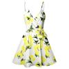 CASURESS Women Dress Summer V Neck Mini Floral Print Swing Dress Sleeveless Spaghetti Strap Skater Dresses with Belt (Small, Type 10) view 4