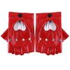 Sevenfly Women Heart Cutout Punk Half Finger Pu Leather Performance Gloves(red) view 1