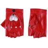 Sevenfly Women Heart Cutout Punk Half Finger Pu Leather Performance Gloves(red) view 2