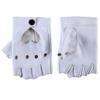 Sevenfly Women Heart Cutout Punk Half Finger Pu Leather Performance Gloves(White) view 2