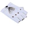 Sevenfly Women Heart Cutout Punk Half Finger Pu Leather Performance Gloves(White) view 3
