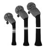 Scott Edward Knit Golf Club Cover Set of 3 Black and White Dot Fish Scale Pattern Protect Driver Wood(460cc) Fairway Wood and Hybrid/UT with Rotating Club Number Tags view 1