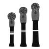 Scott Edward Knit Golf Club Cover Set of 3 Black and White Dot Fish Scale Pattern Protect Driver Wood(460cc) Fairway Wood and Hybrid/UT with Rotating Club Number Tags view 2