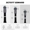 Scott Edward Knit Golf Club Cover Set of 3 Black and White Dot Fish Scale Pattern Protect Driver Wood(460cc) Fairway Wood and Hybrid/UT with Rotating Club Number Tags view 3