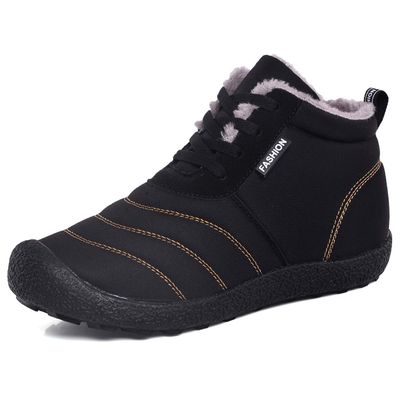 JITUUE Mens snow boots Ankle Booties Lace-up Winter Warm Fur Lined Outdoor Indoor Water Resistant Slip On Athletic Casual Walking Ankle Shoes (Black, US 6.5)