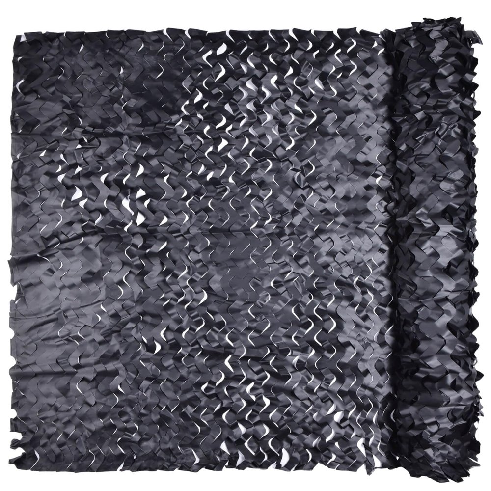 iunio Camo Netting Camouflage Netting, Camo Net Bulk Roll Camouflage Mesh Nets for Hunting Blind Deer Stand Military Party Decorations Sunshade Shooting (Black, 4.9ft*65.6ft/1.5m*20m)