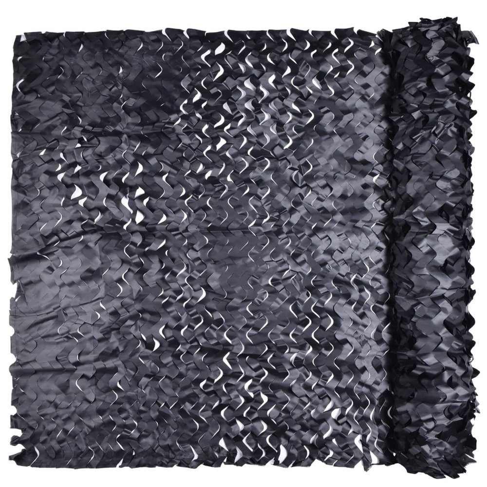 iunio Camo Netting Camouflage Netting, Camo Net Bulk Roll Camouflage Mesh Nets for Hunting Blind Deer Stand Military Party Decorations Sunshade Shooting (Black 4.9ft*49.2ft/1.5m*15m)