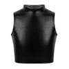 YOOJIA Kids Girls Metallic Ballet Dance Tank Bra Tops Sleeveless Mock Neck Crop Dancing Stage Performance Workout Black 14 view 1