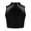 YOOJIA Kids Girls Metallic Ballet Dance Tank Bra Tops Sleeveless Mock Neck Crop Dancing Stage Performance Workout Black 14 view 3