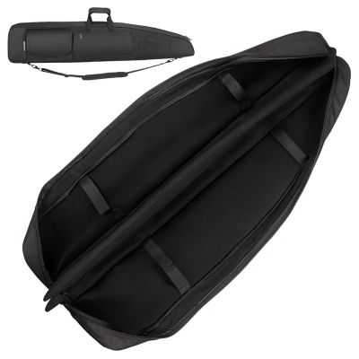 HUNTSEN Soft Case 38" 42" 46" 52" Bag with Padded Handle - Adjustable Sling Dual Lockable Zippers, Multiple Pouches Outdoor Accessory Bags (Black, 42")