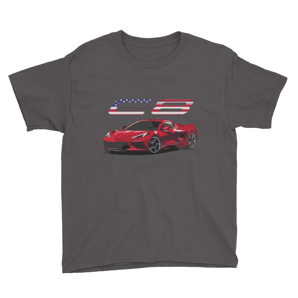 2020 'Vette C8 Stars and Bars Youth Short Sleeve T-Shirt Charcoal